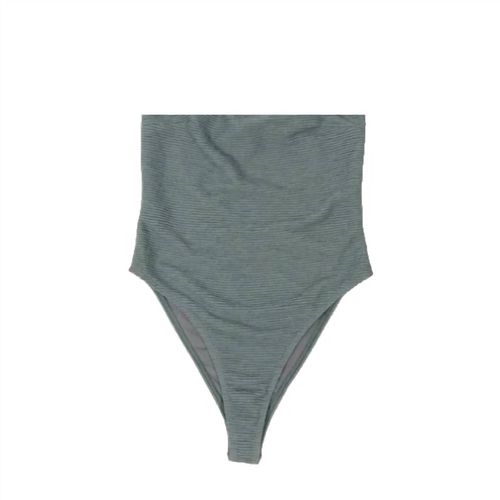 Women Ribbed Bandeau Ultra High Legline Swimsuit In Seafoam