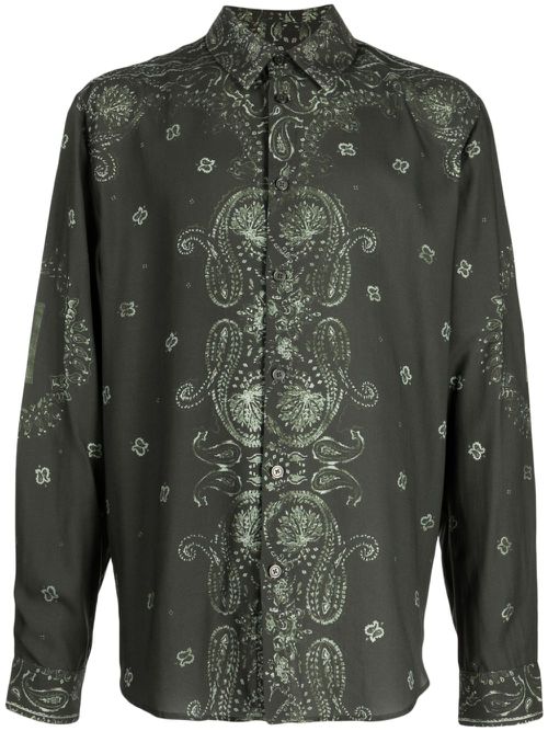 Paisley-print long-sleeve shirt - Green
