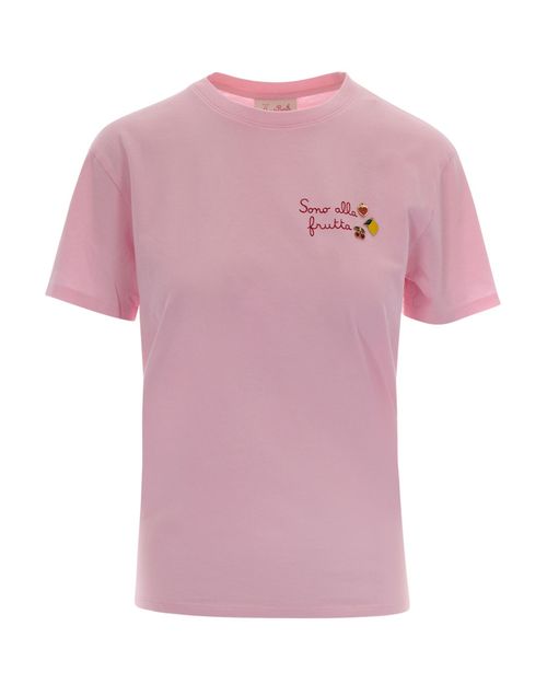 Pink Embroidered Crew Neck T-Shirt
