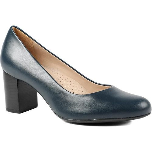 Jones Bootmaker Womens Xantara Leather Block Heel Court Shoes - Navy