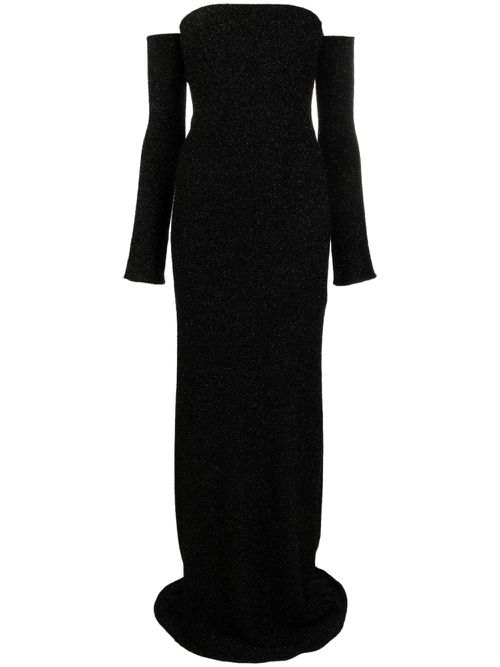 Detachable-sleeve strapless gown - Black