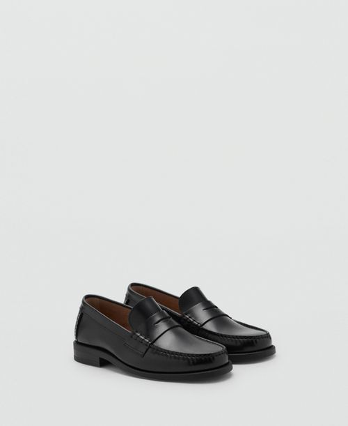 Men's Aged-Leather Loafers - Black
