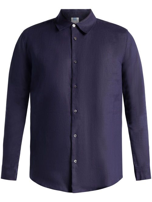 Long-sleeve linen shirt - Blue