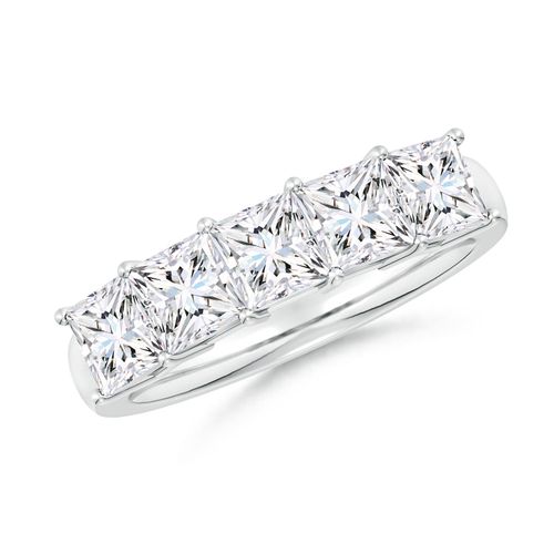 Angara 2.6 CTW Lab-Grown Prong-Set Princess-Cut Diamond Five Stone Wedding Ring in 14K White Gold