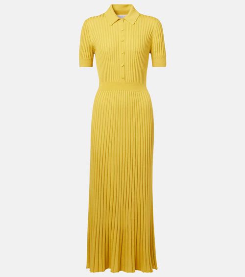 Pleated cashmere and silk polo dress