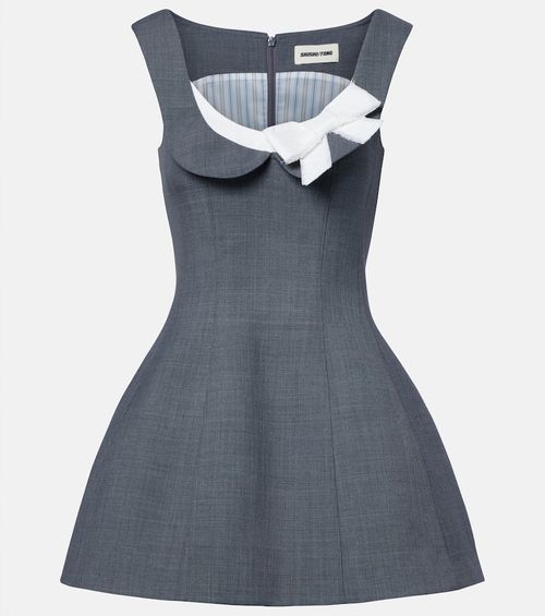 Bow-detail twill minidress