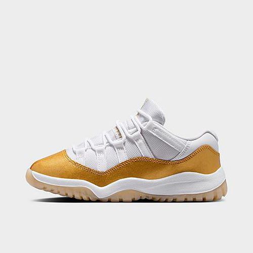 Little Kids Air Retro 11 Low Basketball Shoes in White/Metallic Gold/Team Gold