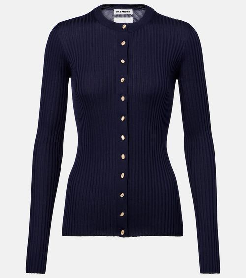 Ribbed-knit silk cardigan