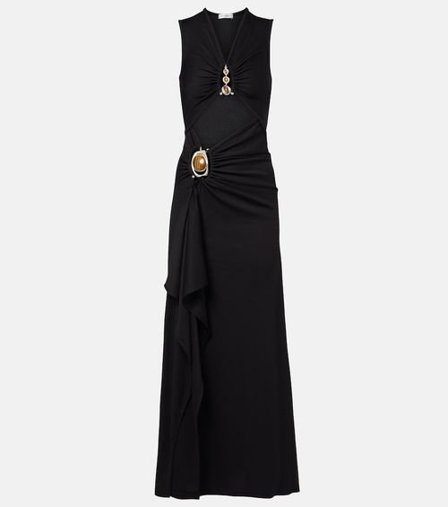 Droplet Crystal cutout embellished maxi dress