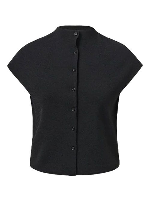 Cap-sleeve button cardigan - Black
