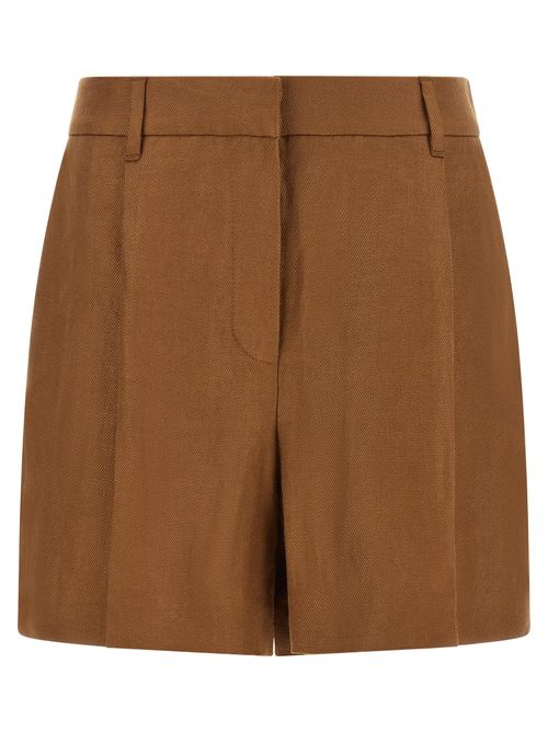 Structured Linen Bermuda Shorts — Brown