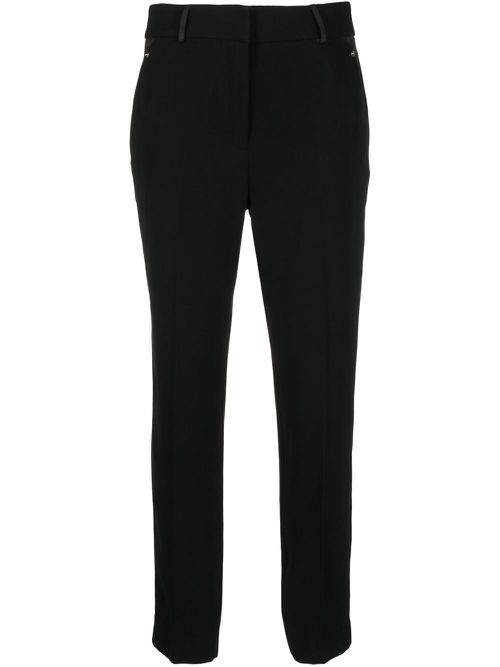 Satin-detail cropped trousers - Black