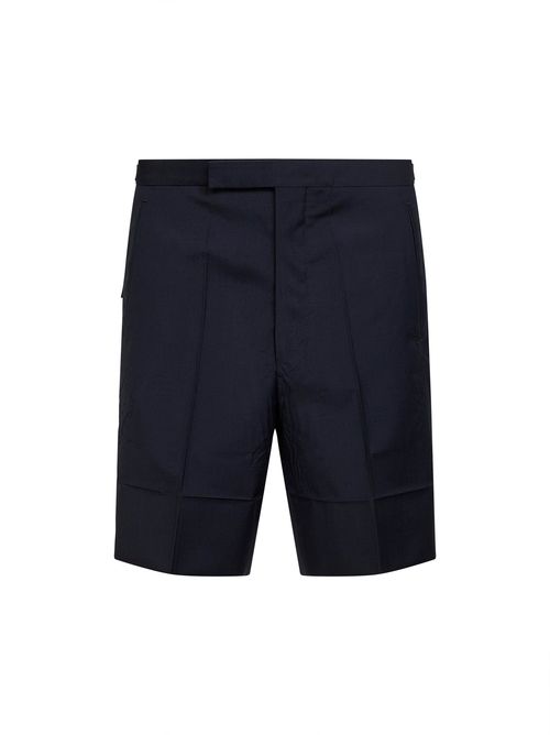 Virgin Wool and Mohair Tailored Bermuda Shorts — Navy