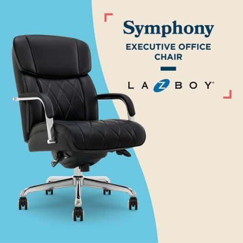 Symphony Executive Mid-Back Bonded Leather Office Chair - Black and Chrome