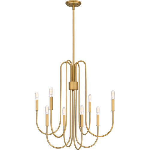 Brushed Weathered Brass Eight Light Chandelier from the Cabry Collection