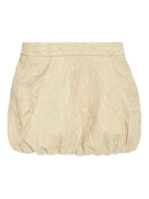 Embroidered leather skirt - Neutrals