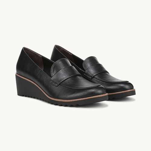 Stride Zed 2 Wedge Loafer Shoes Black Faux Leather