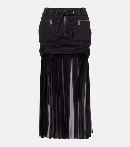 Silk and cotton midi skirt