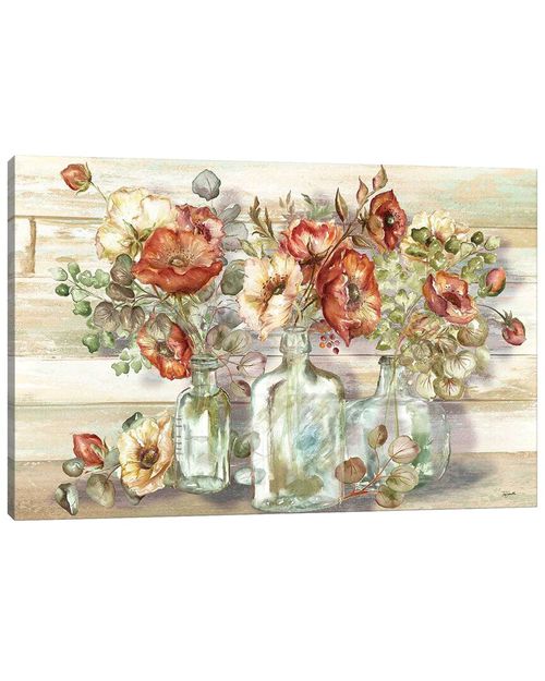 Spice Poppies And Eucalyptus In Bottles Landscape By Tre Sorelle Studios Wall Art