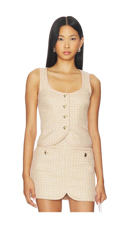 Lovers and Friends Vanessa Tweed Top en Neutral. XS. Also en L, M, S