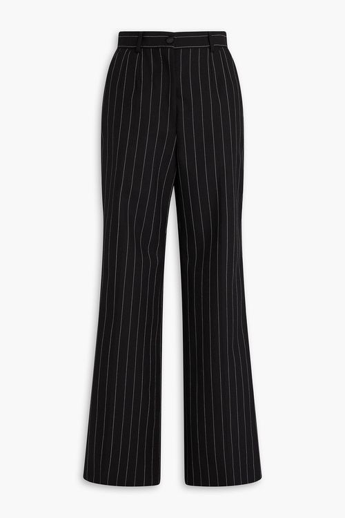 Pinstriped wool wide-leg pants - Black - IT 38