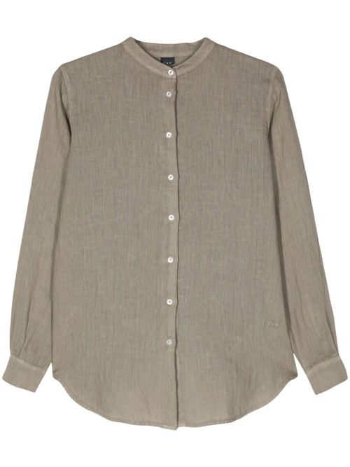 Band-collar slub shirt - Grey