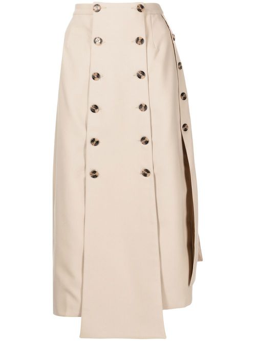 Button detail panelled skirt - Brown