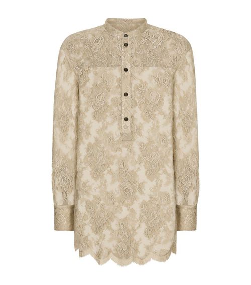 Lace Stand-Collar Shirt
