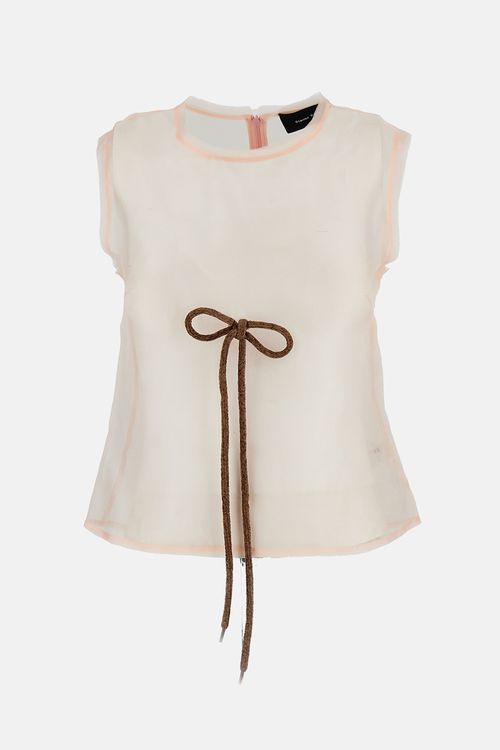 Sheer Frayed Contour Dart Top