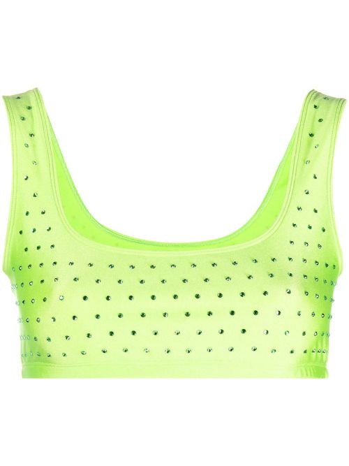 Crystal-embellished bralette top - Green