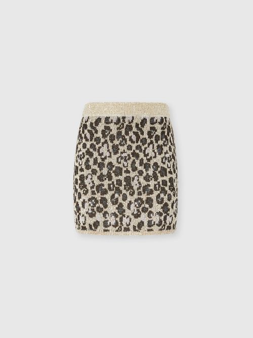 Missoni - Minifalda de punto jacquard con estampado animal y lentejuelas, Mujer, Verde & Marròn