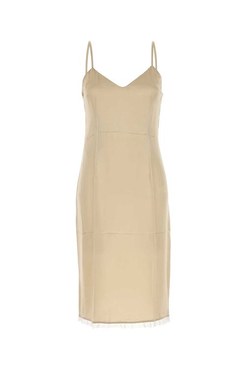 Beige Satin Dress