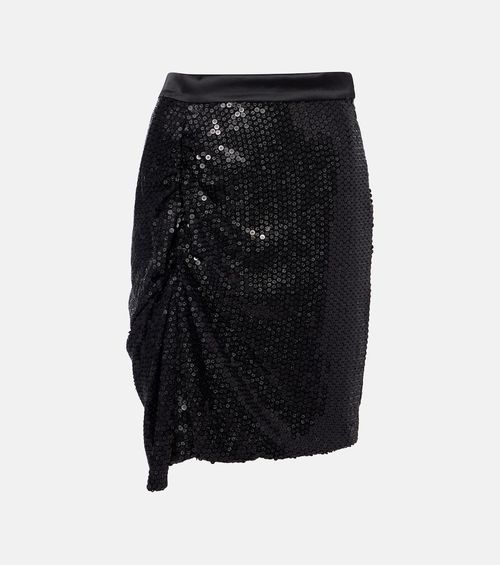 Panther gathered sequined midi skirt