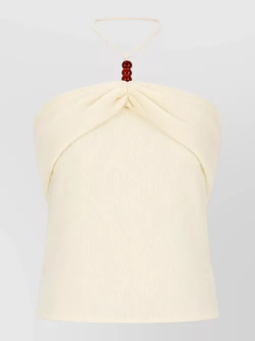 Magda Butrym - beaded halterneck top ruched sleeveless design