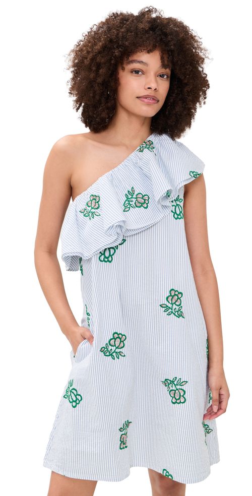 Jusjus Asymmetric Ruffle Dress Combo2 Off White