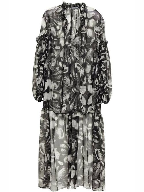 Seashell print high-low blouse - Black