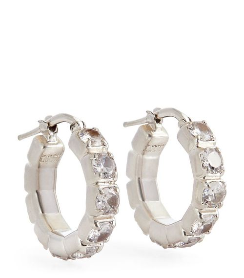 Crystal-Embellished Hoop Earrings