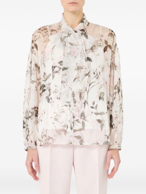 Floral Silk Blouse — White