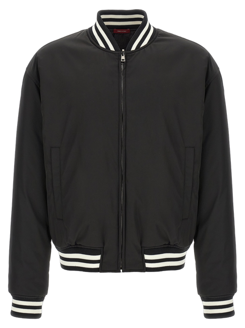 Striped Nylon Bomber Jacket — Black