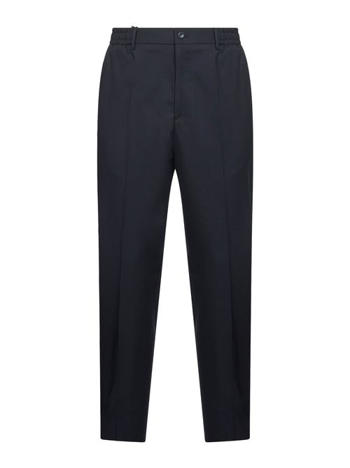 Virgin Wool Blend Trousers — Blue