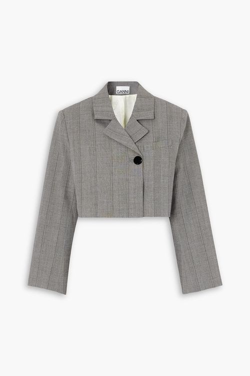 Cropped herringbone blazer