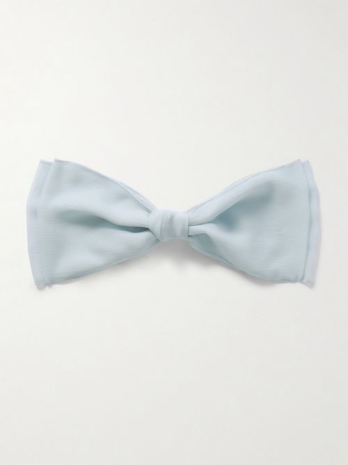 Jacqueline Bow-embellished Crinkled Chiffon Hair Clip - Light blue