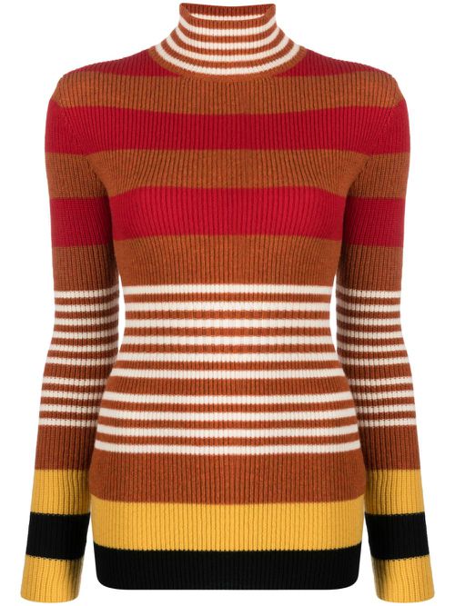 Striped virgin wool jumper - Red