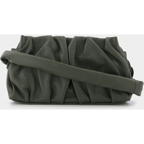Elleme Womens Vague Bag in Green Leather with White Stitching - Khaki - One Size