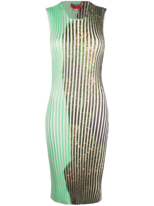 Graphic-print knitted midi dress - Green