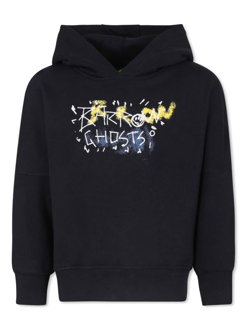 Graphic-print cotton hoodie - Black