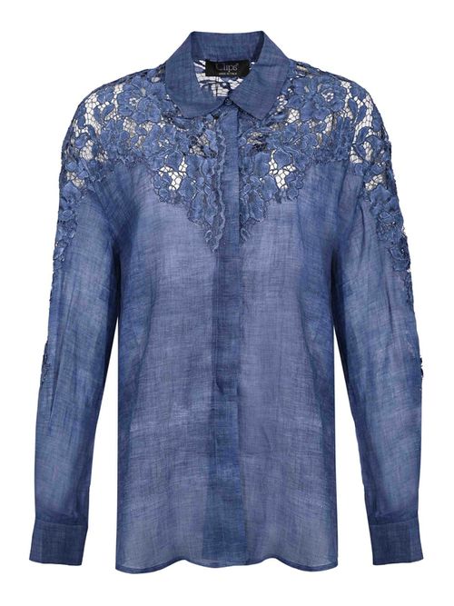 Perforated Ramie Shirt With Floral Details