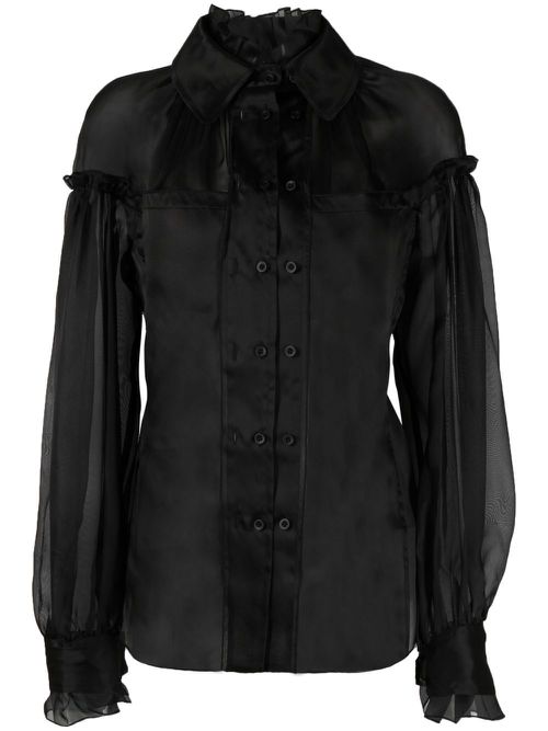 Sheer-panel detail blouse - Black