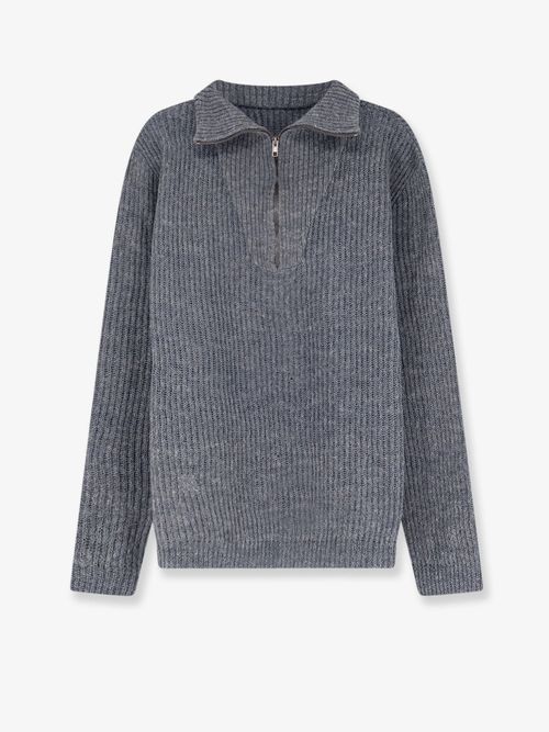 Ribbed Linen-Wool Sweater — Gray