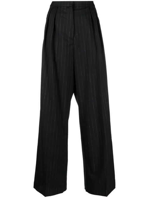 Striped wide-leg trousers - Black